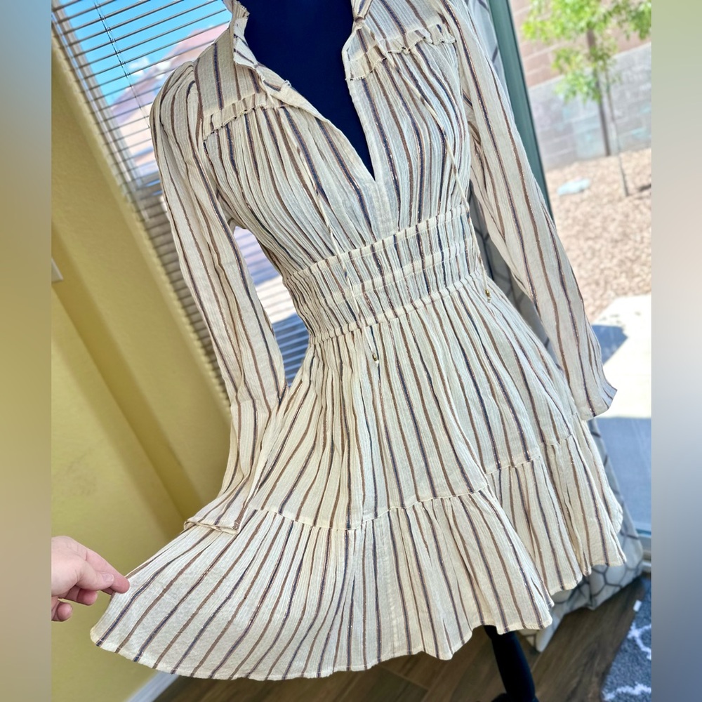 EUC Ulla Johnson Cream Striped Rosalind Mini Dress - Picture 9 of 17